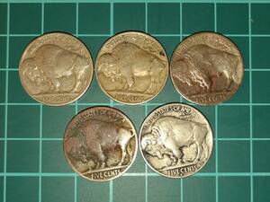 【1円スタート】アメリカ合衆国　旧5セント硬貨　Five Cents　米国　古銭　バッファローニッケル　インディアンヘッド　コンチョ おまとめ