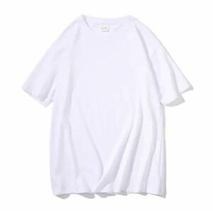 レディース　半袖　コットン　Tシャツ　ラウンドネック　カジュアル　ゆったり　 white　Lサイズ