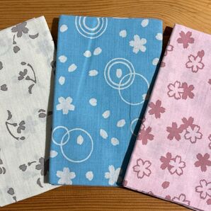かまわぬ手ぬぐい3枚セット 廃盤品♪ 桜(ピンク 水色 アイボリー)