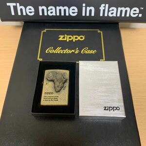 ZIPPO ジッポー AFRICAN CONTINENT COMPASS アフリカ大陸 コンパスBIG METAL ビッグメタル貼り ANTIQUE BRASS アンティークブラス 1997年製