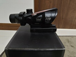 【美品】HOLY WARRIOR TA-31 4x 光学ファイバースコープ ブラック エアソフトガン用ドットサイト Trijicon ACOGタイプ レプリカ