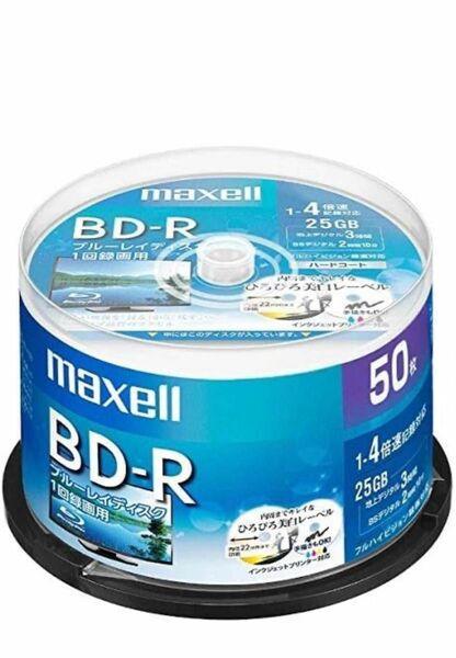 maxell 録画用 BD-R 標準130分 4倍速 Wプリンタブルホワイト 50枚スピンドルケース BRV25WPE.50SP