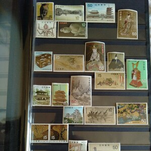 切手未使用記念 国宝シリーズ 第1次21種類22枚完全揃い　飛鳥時代から江戸時代　収集家収集品コレクション　切手のみ出品です