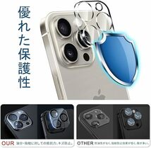 【日本旭硝子製】iPhone 15 Pro/ 15 Pro Max 専用 カメラフィルム 露出オーバー防止 レンズカバー 強化ガラス 2.5Dラウンドエッジ 耐衝撃 _画像3