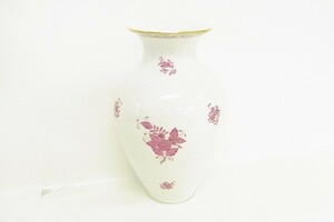 W229-Y20-2272 HEREND ヘレンド HVNGARY HANDPAINTED 花瓶 フラワーベース 約23cm 現状品①