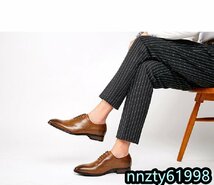 限定セール新品ビジネスシューズ高級 メンズ レザーシューズ 本革 ヴィンテージ職人手塗仕上げ 紳士靴 上質フォーマルブラウン26.0cmサイ_画像5