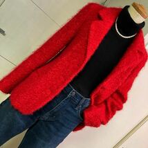 送料無料■美品♪アニエスベーのカールヤーンツィード赤のジャケット・38_画像1