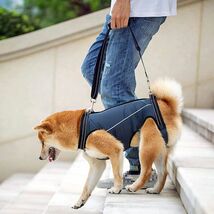 犬 ハーネス 歩行補助 ペット用 老犬 前足 後足 けが 介護 リハビリ 柔らかい 通気性 調節可能 柴犬 Mサイズ ブルー | a13-062-m-b_画像5