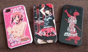 【1円スタート】 iPhone4ケース 3セット 中古使用品 水樹奈々 リオパラ リオの大温泉 スーパーブラックジャック JAM project 