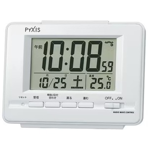 新品 SEIKO 正規保証 セイコー PYXIS デジタル 電波時計 目覚まし時計 温度計付 卓上 置時計 NR535H 白 ホワイト★プレゼントにも