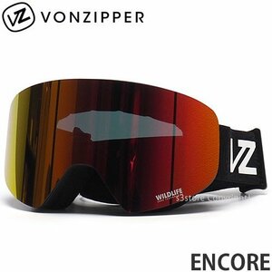 1円～ 22-23 VONZIPPER ENCORE Black Satin WILDLIFE FIRE CHROME (24%) ボンジッパー ゴーグル スノボ ジャパンフィット [同梱不可]