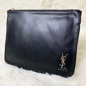 1円【新品未使用】YVES SAINT LAURENT YSL イヴサンローラン セカンドバッグ クラッチバッグ ロゴ レザー 本革 メンズ ゴールド金具