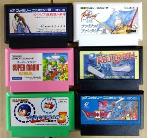 【ジャンク】動作未確認 ファミコン用ゲームソフト6本セット ロックマン3、ローラーボール、スーパーマリオUSAなど 八王子引き取りOK24143