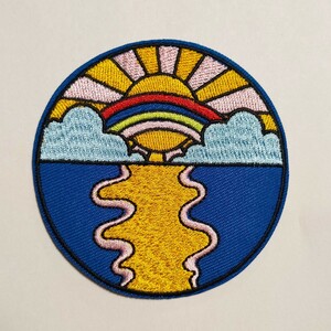 T-21【 アイロンワッペン 】 刺繍ワッペン アップリケ リメイク 海 Sea 太陽 サン Sun 虹 Rainbow レインボー patch アイロンワッペン