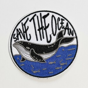 K-11【 アイロンワッペン 】 クジラ 鯨 ホエール Whale 海 Sea 刺繍ワッペン 【 刺繍ワッペン 】