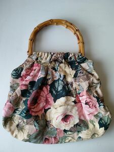 vintage ハンドメイド　花柄　ハンドバッグ　ヴィンテージ アンティーク