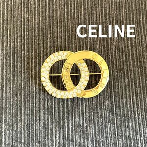 [ superior article ]CELINE Celine brooch Logo motif rhinestone Gold gold accessory Hare. day jacket coat go in .. type 