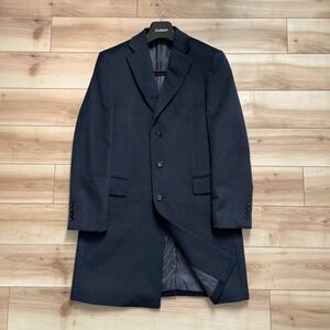 【送料無料】【極美品】D’URBAN ダーバン 最高峰 カシミヤ100% チェスター コート ネイビー L 総カシミヤ