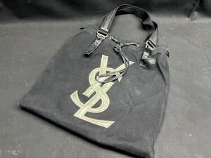 〇Ka左13〇120 イヴサンローラン Yves saint Laurent カハラ トートバッグ キャンバス 黒 ロゴ 鑑定済み バッグ 鞄 かばん bag