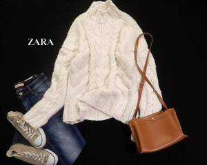 ザラ ZARA KNIT 大人可愛い☆ フロントビッグケーブル ニットプルオーバー セーター L