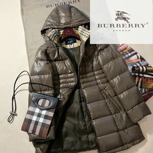 N23【ふんわりエレガトダウン】参考価格23万●超美品BURBERRY LONDON●ほっこり天然ダウンジャケットコート　バーバリーコート　レディース