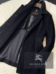 P1【極暖アンゴラを纏う】定価18万 超美品●BURBERRY LONDON●英国オーラ漂う!!切り返しチェスターコート●メンズ　バーバリーコート