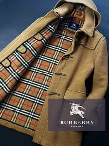 N44【speciality duffle】定価20万 超美品●BURBERRY LONDON●ノバチェック●高級メルトンダッフルコート●メンズ バーバリーコート L