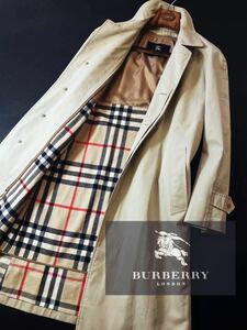 M1【超美品】カシミヤ極上手触り感〜定価18万●BURBERRY LONDON●スタイリッシュ抜群●ステンカラーコート●メンズ　バーバリーコート　175