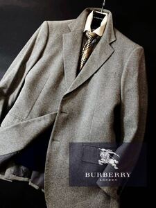 M2【完全高級カシミヤ100%】超美品　定価13万●BURBERRY LONDON●ロゴ刺繍総柄●トレンチジャケットコート●メンズ　バーバリー　コート