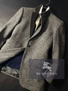 N27【ツイードカシミヤ!!】定価15万●新品同様!!BURBERRY LONDON●贅沢カシミヤジャケットコート●メンズ　バーバリーコート　175/L