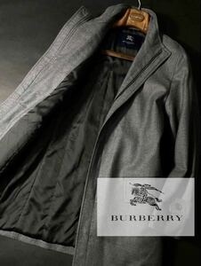 M14【極上のラムレザー!!】定価18万●超美品BURBERRY LONDON●極暖羊毛〜高級ジップアップトレンチコート●メンズ　バーバリー　コート