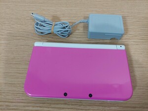 【訳あり】 任天堂　Newニンテンドー3DSLL本体　ピンク×ホワイト　アダプター付き