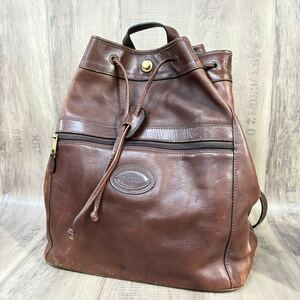 BALLY バリー USA製 ヴィンテージバッグ 巾着型 ブラウン レザーバッグ ゴールド金具 鞄 MADE IN USA