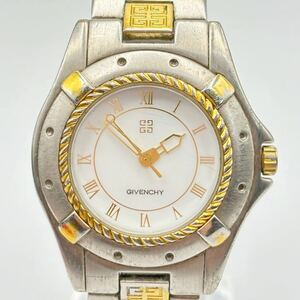 【稼動品】 GIVENCHY ジバンシー クオーツ 腕時計 ホワイト文字盤 三針 純正ベルト QZ ブランド腕時計 