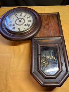 掛時計 昭和レトロ 機械式 柱時計 ディスプレー用 看板時計 ネジ巻き ジャンク 八角時計 精工舎 古時計