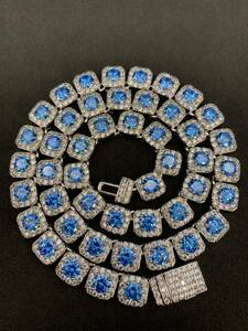  blue two-tone person type design flower zirconia Brin Brin necklace 