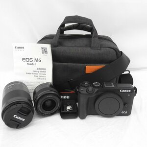 【中古品】Canon キャノン ミラーレス一眼レフカメラ EOS M6 MarkII ダブルズームキット(15-45/55-200) ブラック 11483028 0127
