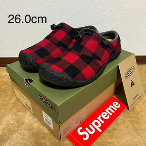 美品 定価8250円 KEEN HOWSER 3 SLIDE 26.0cm US8 RED PLAID BLACK キーン ハウザー スライド スリー 黒 ブラック サンダル supreme