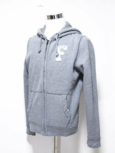 Abercrombie＆Fitch アバクロンビーフィッチ ロゴワッペン ダメージ加工 ジップ フーディパーカー S