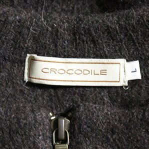CROCODILE クロコダイル ロゴ刺繍 ノーカラー 厚手 ジップカーディガン Lの画像4