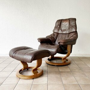 ◇ エコーネス EKORNES ストレスレスチェア レノ RENO リクライニングチェア オットマンセット ブラウン ノルウェー 北欧家具