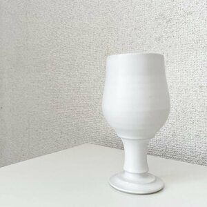 *. middle history .Shiro Hamanaka wine glass white H12cm Hagi . present-day author 