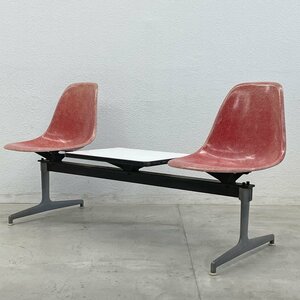 = Herman Miller Herman Miller air port bench tandem seat 2 -seater & table bench leg 2nd crimson red 