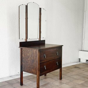 * UK Vintage UK vintage туалетный столик грудь dressing chest туалетный столик с зеркалом 3 поверхность зеркало ..2 кубок дуб материал Британия мебель 
