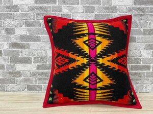 Art hand Auction ● PENDLETON Cushion Wool x Cotton Feather Red Geometric Pattern Native American, Handmade items, interior, miscellaneous goods, cushion