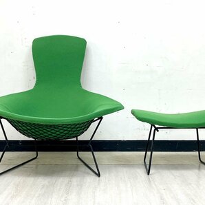 ● ノル ノール Knoll バードチェア ハイバックアームチェア ラウンジチェア オットマン付 ハリーベルトイア 新品張替済 ビンテージの画像2