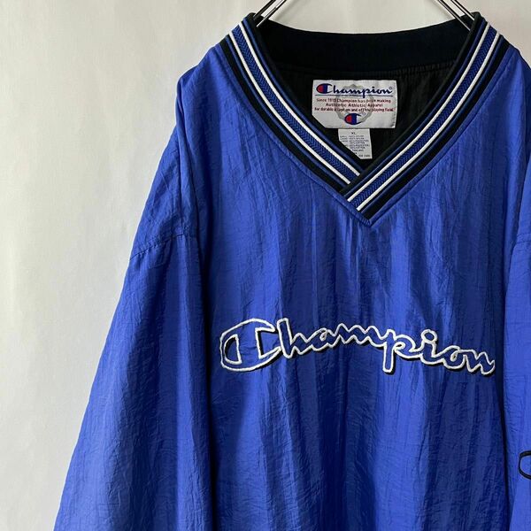 チャンピオン　ナイロンプルオーバージャケット　　ゲームシャツ　XLサイズ　ブルー