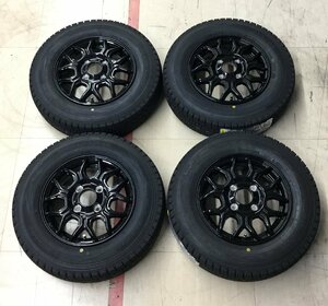 大田原店★送料無料★新品スタッドレス・ホイール4本SET★HS-10M 12インチ 4J 4H100+42 BK★DUNLOP SV01 145/80R12 80/78N★軽トラック等★