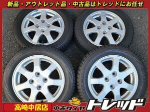 高崎中居店 中古スタッドレス 4本セット ダイハツ純正 14インチ 4.5J +45 4H/100 × ブリヂストン ブリザック VRX 155/65R14 タント他