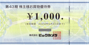 ★最新 ビックカメラ 株主様お買物優待券１０００円券★送料無料条件有★